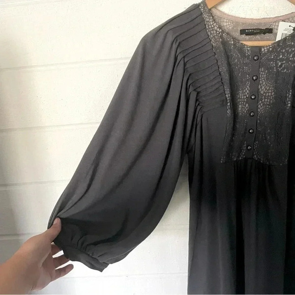 NWT BCBGMaxAzria Wool Blend Jersey Knit Balloon Sleeve Boho Peasant Dress Sz SP - Picture 6 of 11